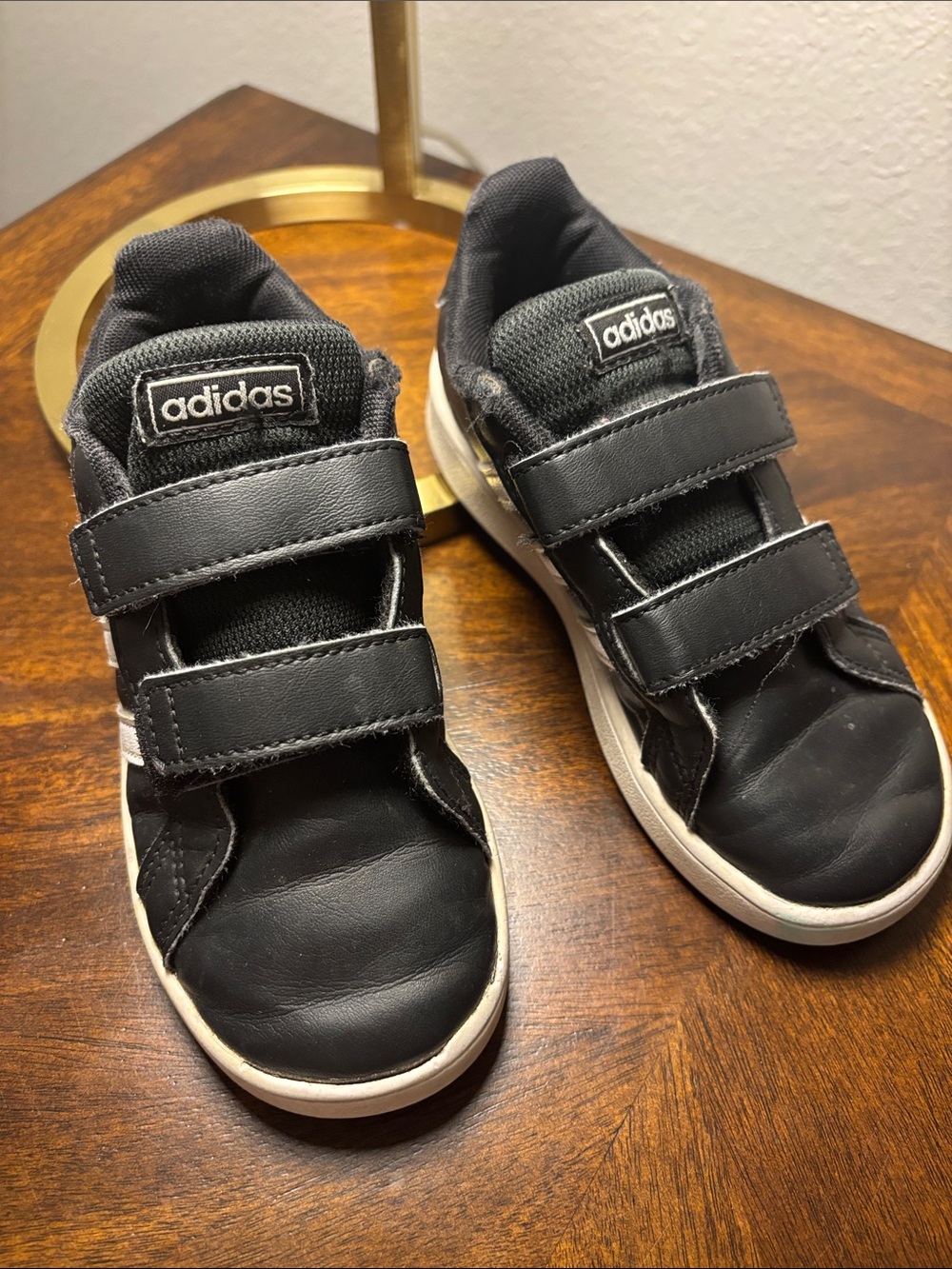 adidas Kids Black Velcro Sneakers, size 10